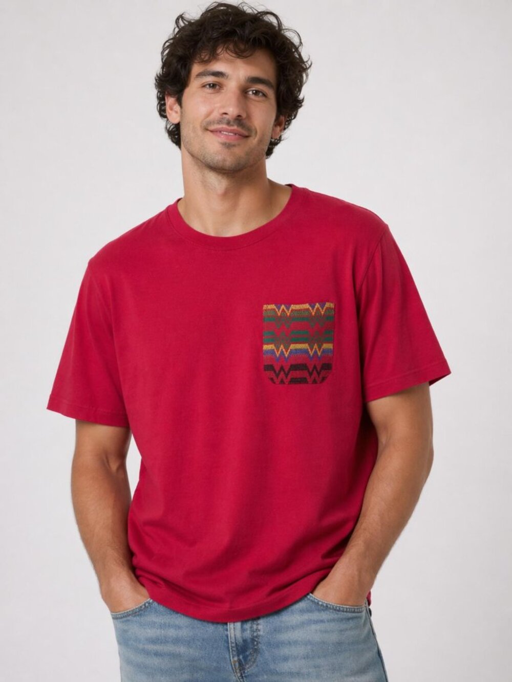 Beautiful Giant Garments Red Pocket Tee XL Tribal Pattern Shirt